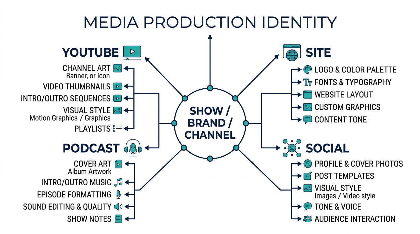 Diagram: production identity and outlet surfaces