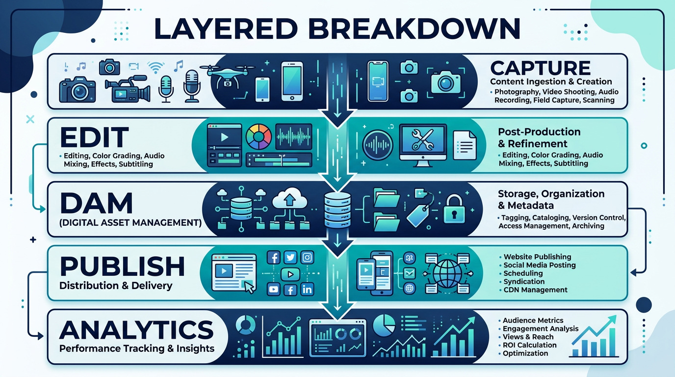 Diagram: layered capture edit publish exit